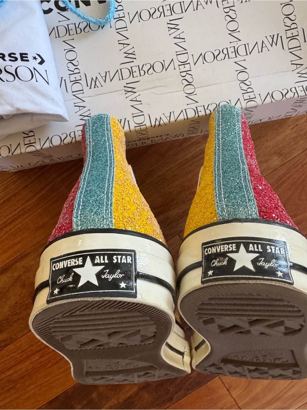 JW Anderson All Star Chuck Taylor HI Glitter Lace-Up Sneakers - Picture 7 of 12